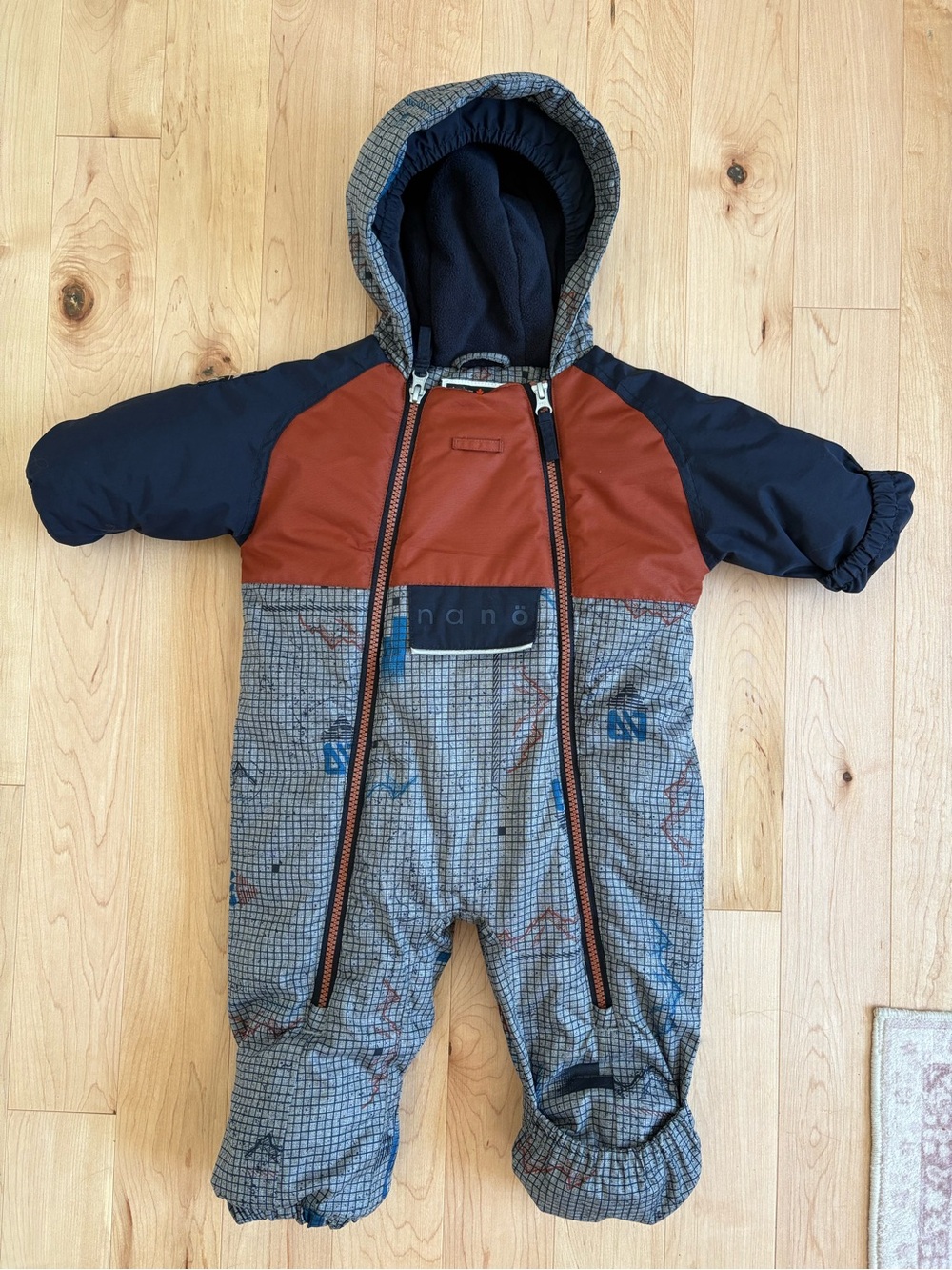 Nano Rust, Navy & Gray Baby Insulated Snowsuit